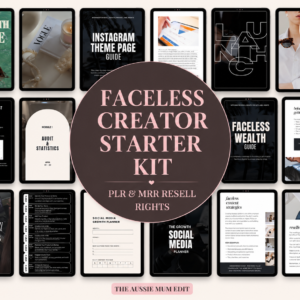 Kit de démarrage pour créateurs anonymes | Produits numériques PLR et MRR, modèles Canva prêts à l'emploi pour générer des revenus passifs