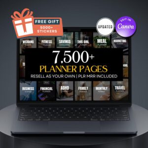 7500 Digital Planner Pages Bundle PLR MRR Editable Canva Templates